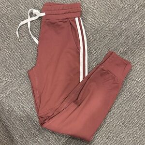 BuffBunny Maroon Joggers with White Accents